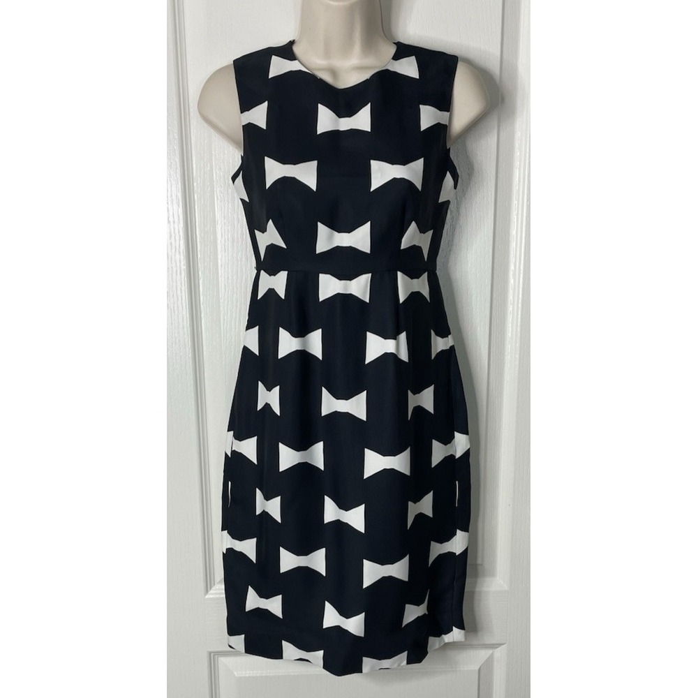Kate Spade Cora Bow Print Pencil Dress 00 Sorority Country Club Money City Posh